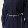 Button-Up Long Shirt with Side Slits Navy Blue – Bild 4