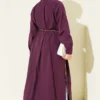 Button-Up Long Shirt with Side Slits Plum - Image 3