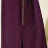 Button-Up Long Shirt with Side Slits Plum - Image 4
