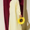 Button-Up Long Shirt with Side Slits Yellow – Bild 3