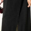 Button-Up Long Shirt with Side Slits Black – Bild 4