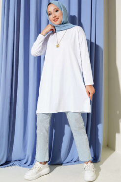 Alternative view of Side Slit Basic Tunic White