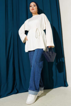 Alternative view of Side Slit Double Sleeve Tunic Ecru