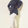 Side Slit Double Sleeve Tunic Smoke - الصورة 2