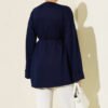 ⁦Side Slit Double Sleeve Tunic Navy Blue⁩ - الصورة ⁦3⁩