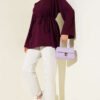 Side Slit Double Sleeve Tunic Plum – Image 2