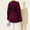 Side Slit Double Sleeve Tunic Plum – Image 3