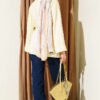 ⁦Side Slit Double Sleeve Tunic Yellow⁩ - الصورة ⁦3⁩