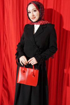 Alternative view of Side-Tied Jacket and Skirt Two-Piece Set Black