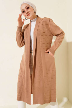 Alternative view of Side-Seamed Tied Cardigan Latte