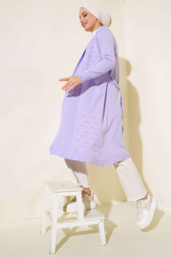 Alternative view of Side-Seamed Tied Cardigan Lilac