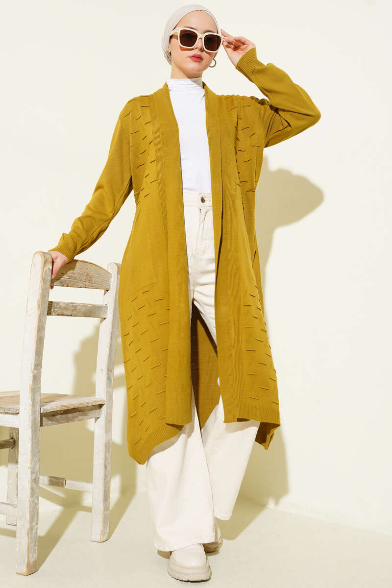 Side-Seamed Tied Cardigan Leaf Green - Image 2
