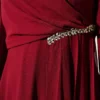 ⁦Side Draped Stone Chiffon Evening Dress Burgundy⁩ - الصورة ⁦4⁩