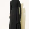 ⁦Side Draped Stone Chiffon Evening Dress Black⁩ - الصورة ⁦3⁩