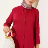 Button Detail Side Shirt Burgundy