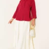 Button Detail Side Shirt Burgundy - Image 2