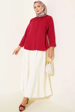 Alternative view of Button Detail Side Shirt Burgundy