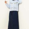 Leaf Embroidered Openwork Short Knit Cardigan Baby Blue - Afbeelding 2