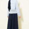 Leaf Embroidered Openwork Short Knit Cardigan Baby Blue - Afbeelding 3