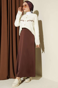 Alternative view of Leaf Embroidered Openwork Short Knit Cardigan Ecru