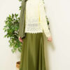 Leaf Embroidered Openwork Short Knit Cardigan Yellow - immagine 3