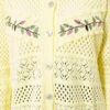 Leaf Embroidered Openwork Short Knit Cardigan Yellow - immagine 4