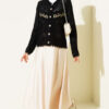Leaf Embroidered Openwork Short Knit Cardigan Black – Image 2