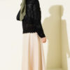 Leaf Embroidered Openwork Short Knit Cardigan Black – Image 3