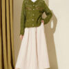 Leaf Embroidered Openwork Short Knit Cardigan Green – Bild 2