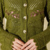 Leaf Embroidered Openwork Short Knit Cardigan Green – Bild 4