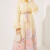 ⁦Half Brit Button Floral Dress Yellow⁩ - الصورة ⁦3⁩