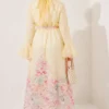 ⁦Half Brit Button Floral Dress Yellow⁩ - الصورة ⁦4⁩
