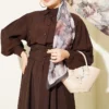 ⁦Half Buttoned Waist Tie Dress Brown⁩ - الصورة ⁦2⁩