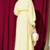 ⁦Half Buttoned Waist Tie Dress Yellow⁩ - الصورة ⁦3⁩