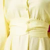 ⁦Half Buttoned Waist Tie Dress Yellow⁩ - الصورة ⁦4⁩