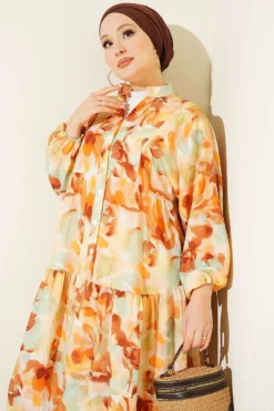 Alternatieve weergave van Half Buttoned Ankle Cuffed Dress Tan