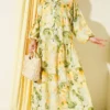 Half Buttoned Ankle Cuffed Dress Green