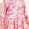 Half Button Brush Pattern Dress Pink – Bild 4