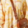Half Button Brush Pattern Dress Yellow - Image 4