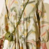 Half Button Brush Pattern Dress Green - Image 4