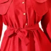 Half Buttoned Tiered Sailor Collar Dress Red – Bild 4