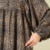 Batwing Sleeve Patterned Velvet Dress Leopard - Image 4