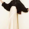 Batwing Sleeve Knit Openwork Sweater Dark Brown - Imagen 2