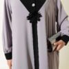 Half-Button Floral Detail Dress Grey – Image 4