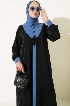 Alternative view of Half-Button Floral Detail Dress Blue