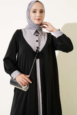 Alternative view of Half-Button Floral Detail Dress Black