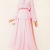 Half Button Ruffled Skirt Set Pink
