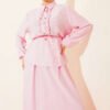 Half Button Ruffled Skirt Set Pink – Image 2