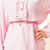 Half Button Ruffled Skirt Set Pink – Image 4