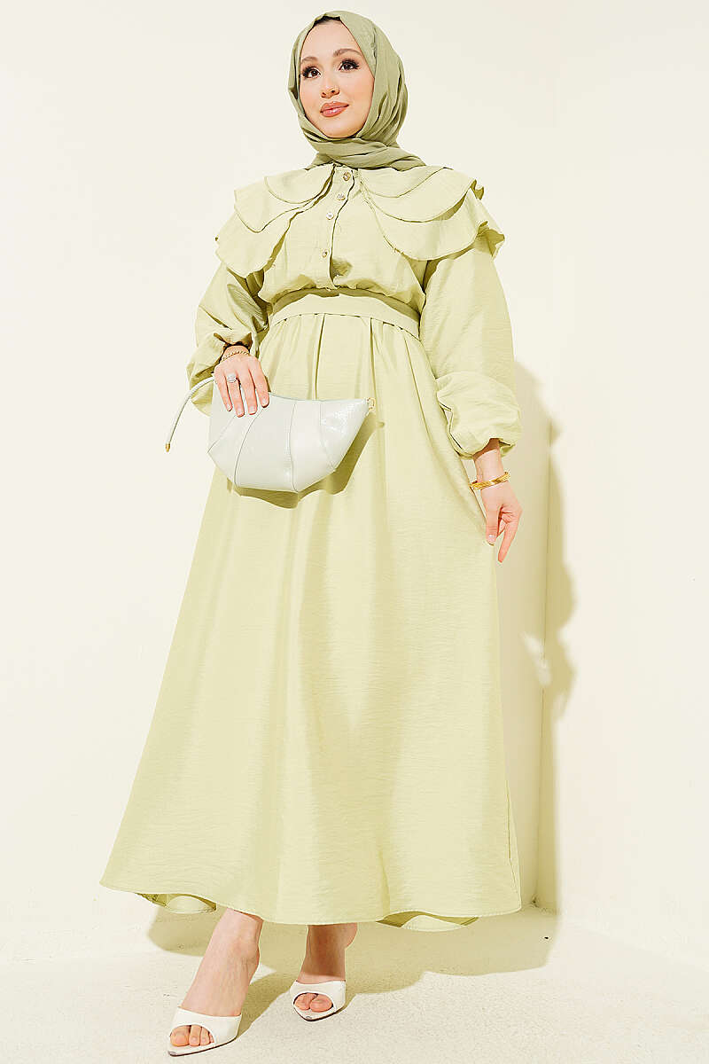 Half Buttoned Tiered Sailor Collar Dress Hazel